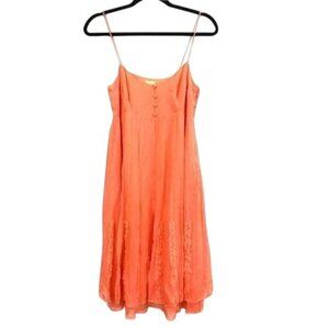 Fiori di Zucca Size 4 Silk Chiffon Layered Flowy Slip Midi Dress Ruffle